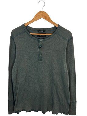 Wings+horns Green Classic Long Sleeve Henley Shirt Size Mens Large